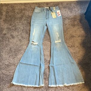 Trendy Light Blue Flare Jeans